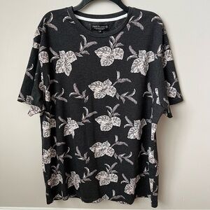 Free Planet Tropical Floral Hawaiian T-Shirt Front Pocket Crew Neck Vacation 2X